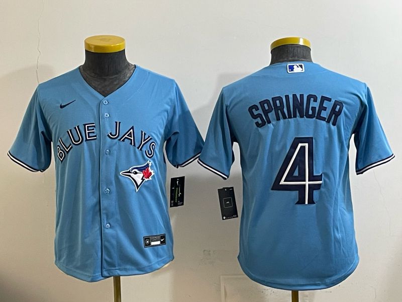 Youth 2025 Nike Toronto Blue Jays #4 Springer Light Blue Game MLB Jersey 05->youth mlb jersey->Youth Jersey